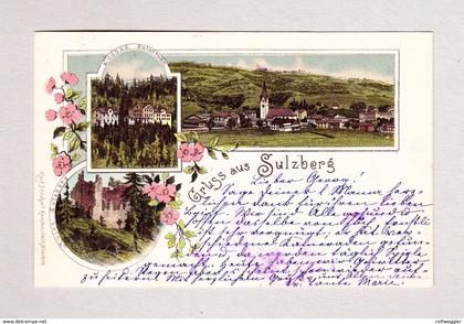 AK DE Bayern SULZBERG Gruss aus Litho Karl Stücker ges. 1900 nach Wallisellen