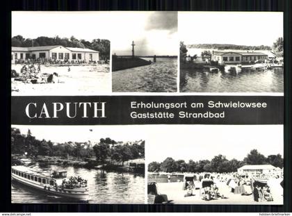 Caputh am Schwielowsee, Gaststätte Strandbad, Strandleben, Schiff