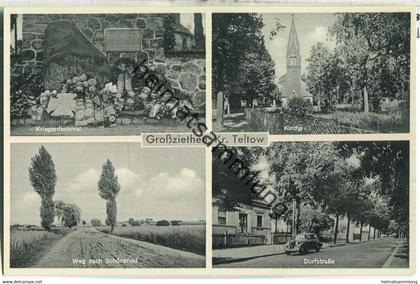 Großziethen Kreis Teltow - Kriegerdenkmal - Kirche - Dorfstrasse - Weg nach Schönefeld