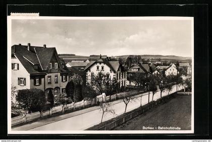 AK Burkau, Bahnhofstrasse aus der Vogelschau