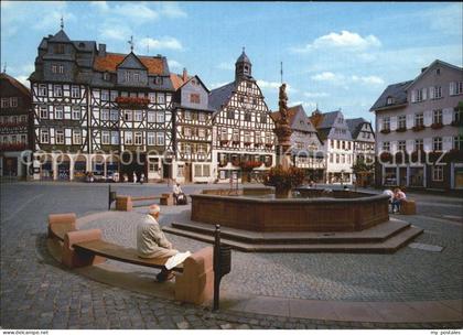 72439729 Butzbach Marktplatz Brunnen Fachwerkhaeuser Butzbach