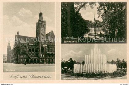 73698537 Chemnitz Rathaus Schlossteich Leuchtspringbrunnen Chemnitz