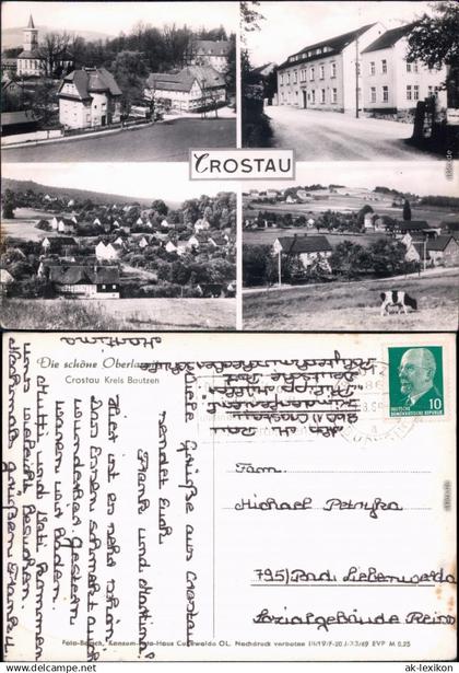 Halbendorf  Crostau Wbohow / Bochow Chróstawa Blick auf die Kirche Schule 1969