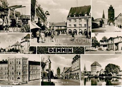 Demmin Mecklenburg Vorpommern Bruecke bei Haus Demmin Karl Marx Platz Luisentor