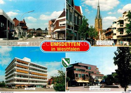 43498451 Emsdetten Sandufer Kirchstrasse Sankt Pankratius Rathaus Brunnen Morgen