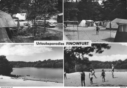 orig. Mehrbild Foto AK 70er Jahre Finowfurt Urlaubsparadies Campingplatz See Strand Kat. Schorfheide