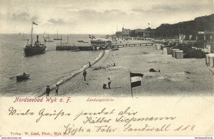 Nordseebad WYK auf Föhr, Landungsbrücke (1902) AK