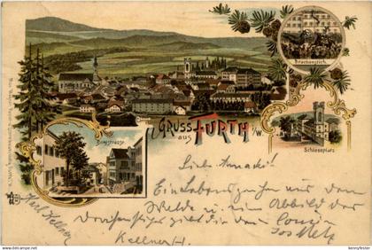 Gruss aus Furth im Wald - Litho