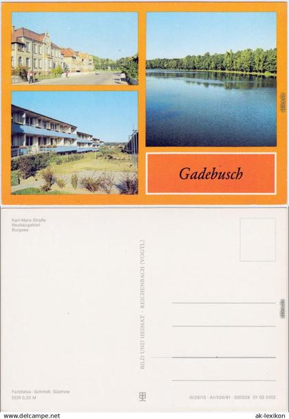 Ansichtskarte Gadebusch Karl-Marx-Straße, Neubaugebiet, Burgsee 1981