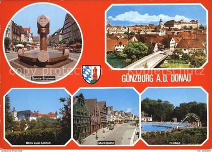 72522779 Guenzburg Guntia Brunnen Schlossblick Marktplatz Freibad Guenzburg