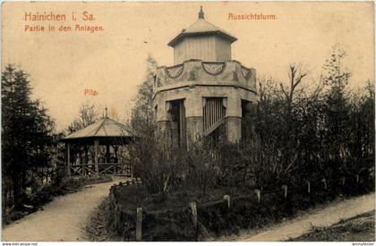 Hainichen i.Sa., Partie in den Anlagen, Aussichtsturm