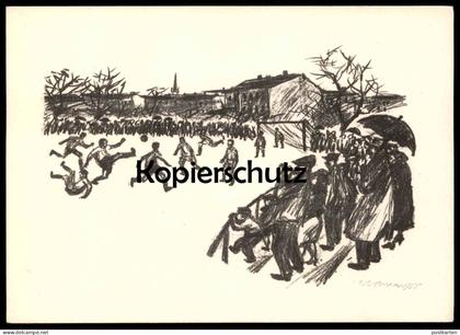 ÄLTERE POSTKARTE BERLIN HOHENSCHÖNHAUSEN FUSSBALLPLATZ KÜNSTLER ARNO MOHR 1955 soccer AK Ansichtskarte cpa postcard