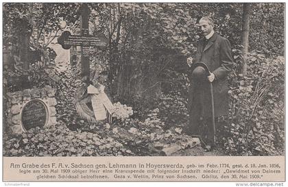 AK Hoyerswerda Friedhof Grab F. A. v. Sachsen gen, Lehmann Geza v. Wettin Prinz König Königshaus bei Wittichenau Lauta