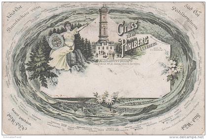 Litho Panorama Rundschau AK Erzgebirge Annaberg Buchholz Pöhlberg Turm Gasthof Baude mit Bärenstein Keilberg Plessberg