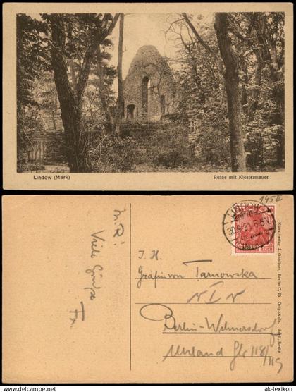 Ansichtskarte Lindow (Mark) Ruine mit Klostermauer 1921