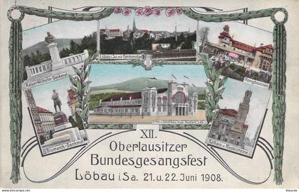 Löbau XII.Oberlausitzer Bundesgesangsfest 21+22.Juni 1908 gel.1908