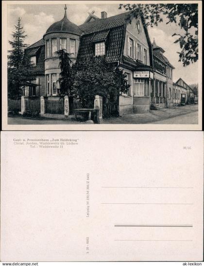 Ansichtskarte Waddeweitz-Lüchow (Wendland) Gasthaus zum Heidekrug 1940