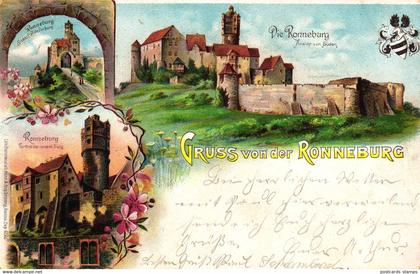 Ronneburg "Gruss von der Ronneburg", bei Hüttengesäss, Farb-Litho, 1899 nach Rosswein versandt