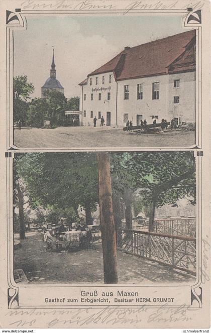 Litho AK Maxen Gasthof Erbgericht bei Kreischa Reinhardtsgrimma Glashütte Cunnersdorf Heidenau Dresden Bahnpost Geising