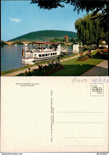 Miltenberg (Main) Schiff Schiffsanlegestelle Main Promenade 1977