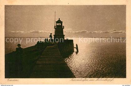 73138043 Emden Ostfriesland Aussenhafen am Molenkopf Leuchtturm Emden Ostfriesla