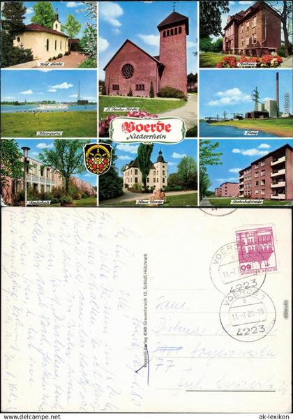 Voerde (Niederrhein) Kirche,  Rathaus, Rheinpartie, Kraftwerk Steag  1980