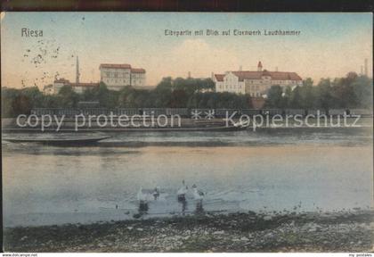 Riesa Sachsen Elbepartie mit Blick auf Eisenwerk Lauchhammer