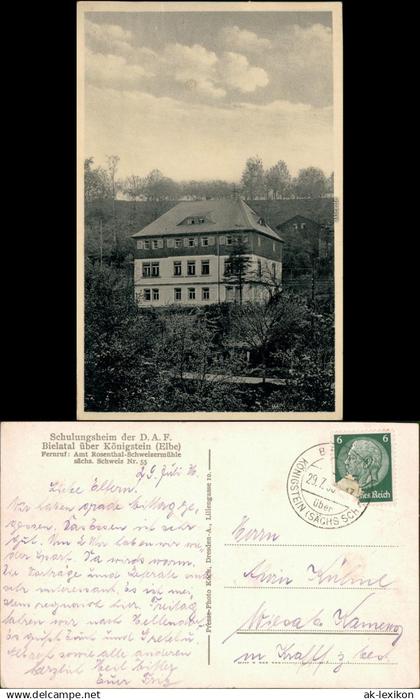 Ansichtskarte Rosenthal-Bielatal Schulungsheim 1935