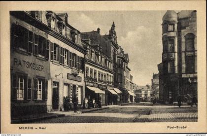 CPA Merzig an der Saar im Kreis Merzig Wadern, Poststraße, Ratskeller, Buchhandlung Haffner, P. Römer