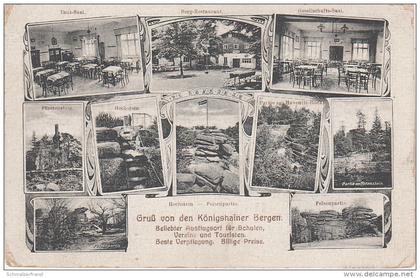 Litho AK Gruss Königshainer Berge Königshain Restaurant Felsen Hochstein bei Görlitz Reichenbach Vierkirchen Kodersdorf