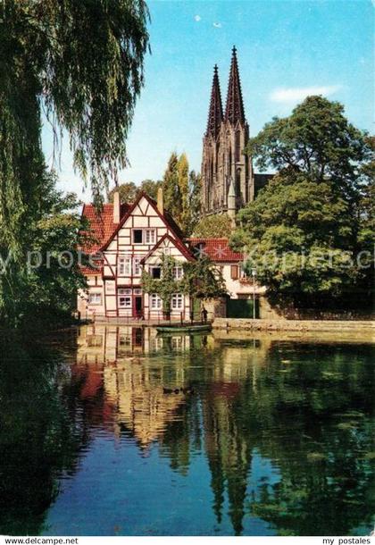 72930890 Soest Arnsberg Muehle am grossen Teich mit Wiesenkirche Soest