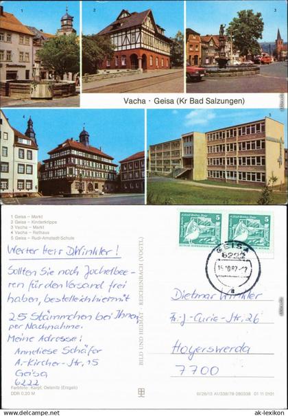 Vacha Geisa: Markt, Kinderkrippe, Schule - Vacha: Markt, Rathaus 1987