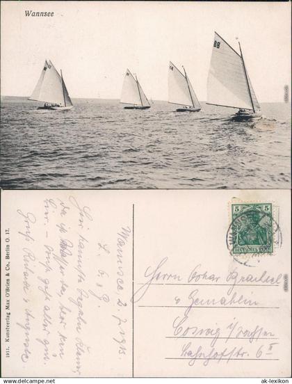 Wannsee Berlin Segelboot Regatta auf dem Wannsee Ansichtskarte 1913