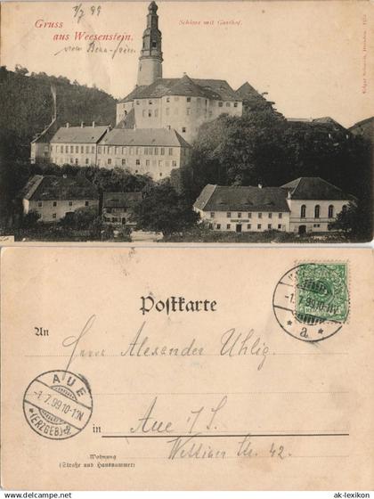 Ansichtskarte Weesenstein (Müglitz) Schloss Weesenstein 1899