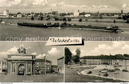 73692352 Wesel Rhein Rheinansicht Binnenschifffahrt Berliner Tor Bahnhof Wesel R