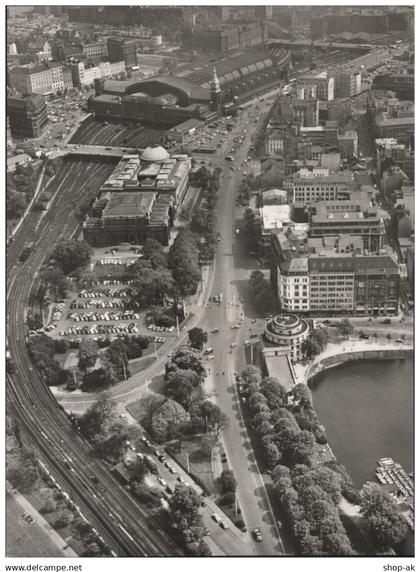 C7136/ Hamburg  St.  Georg Hauptbahnhof Luftaufnahme 24 x 18 cm ca. 1965