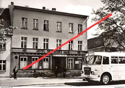 AK Zossen HO Hotel Gasthof Deutsches Haus Ikarus Bus Wünsdorf Dabendorf Rangsdorf Baruth Königs Wusterhausen Berlin DDR