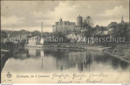 Zschopau Partie an der Zschopau mit Schloss