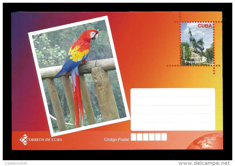 E)2015 CUBA, GUACAMAYA, BIRD, ANIMAL EXOTIC, MAXICARD