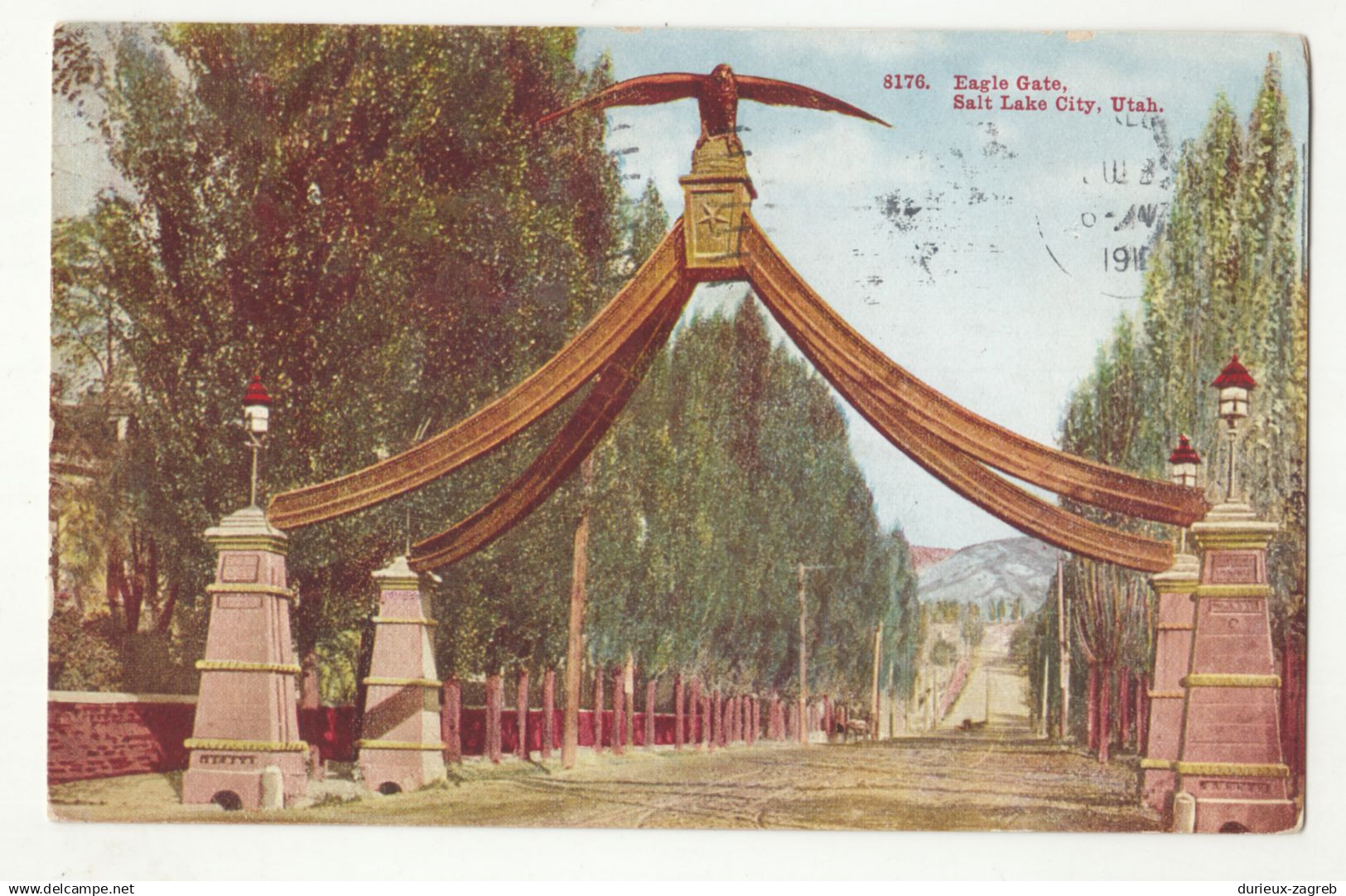 Eagle Gate, Salt Lake City old postcard posted 1910 b211111*