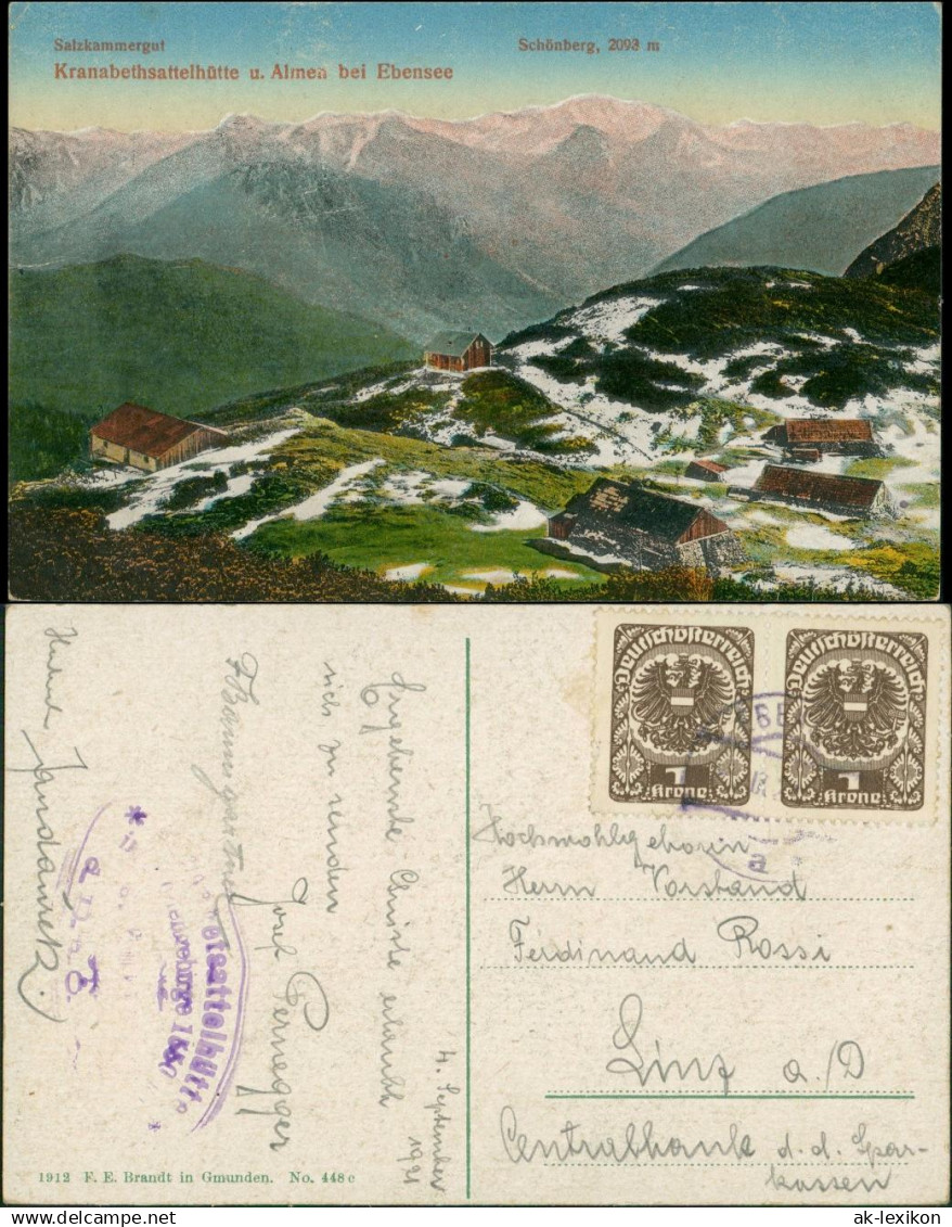 Ebensee Kranabethsattelhütte u. Almen bei Ebensee, Schutzhütte Alpen 1912