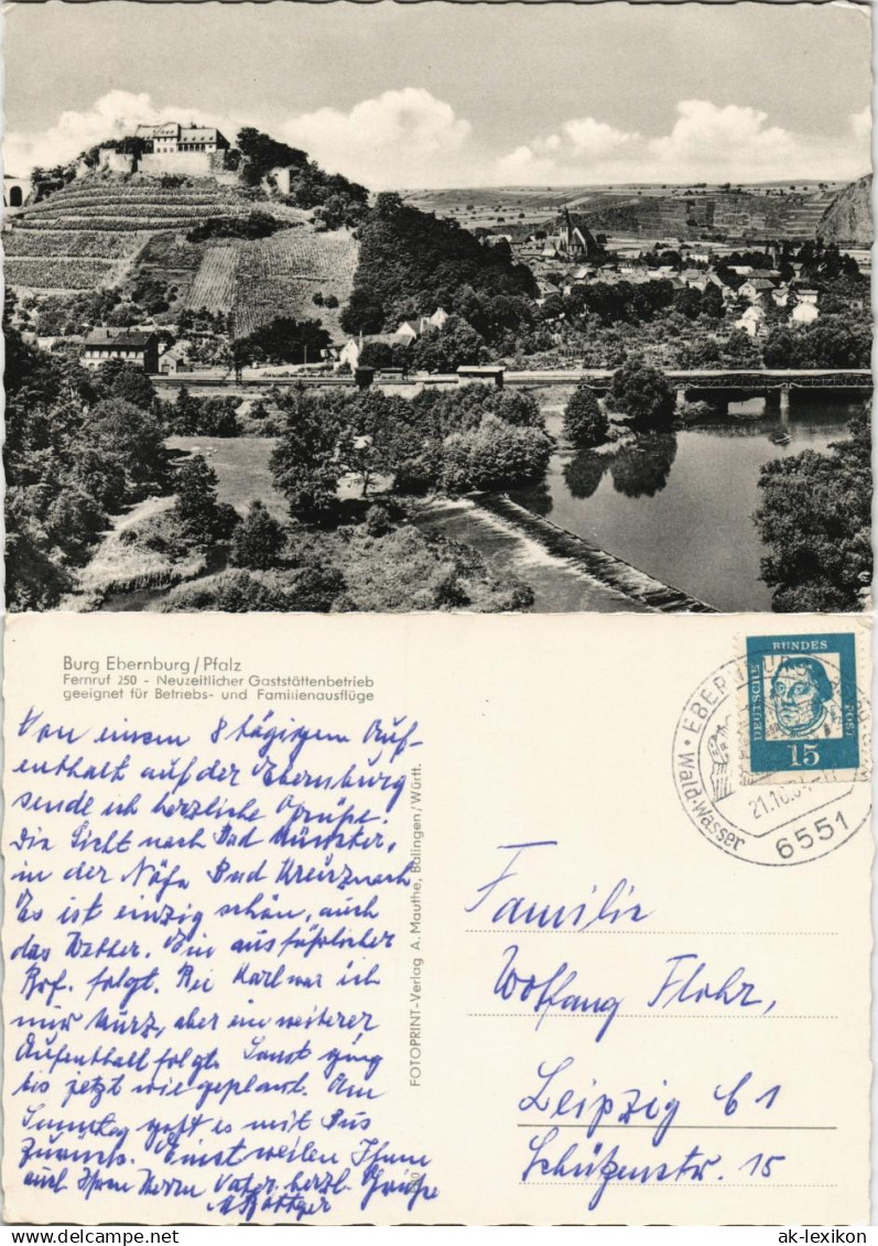 Ebernburg-Bad Münster am Stein Burg Ebernburg und Panorama-Ansicht 1964