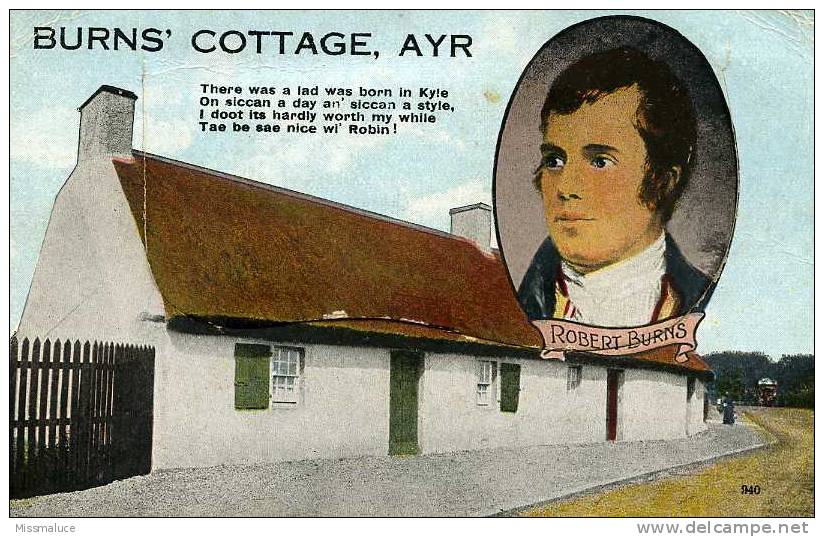 ECOSSE BURN'S COTTAGE AYR CARTE A SYSTÈME ROBERT BURNS