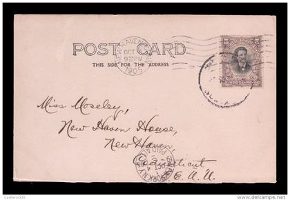 E)1913 ECUADOR, STAMP DUTY, ABDON CALDERON, POSTCARD TO GERMANY