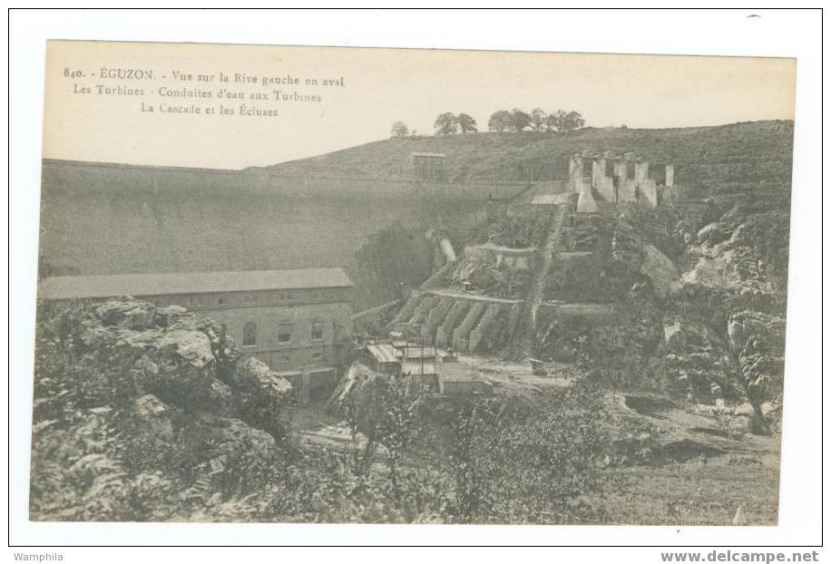 Eguzon -La rivière pendant les travaux - La cascade et les Ecluses