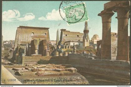 F-EX45332 EGYPT 1912 POSTCARD ALEXANDRIE ARCHEOLOGY LUXOR TEMPLE TO SPAIN.