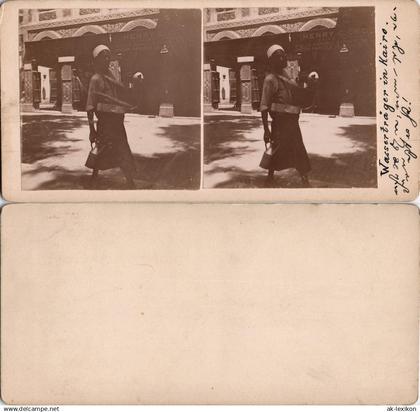 Kairo القاهرة Wasserträger vor Wells Fargo Filiale CDV Kabinettfoto 1909