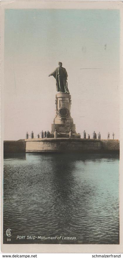 CPA AK Port Said بور سعيد Monument Lesseps a Suez Sues السويس Egypt Egypte مصر Ägypten Lehnert Landrock Cairo 7 x 14 cm