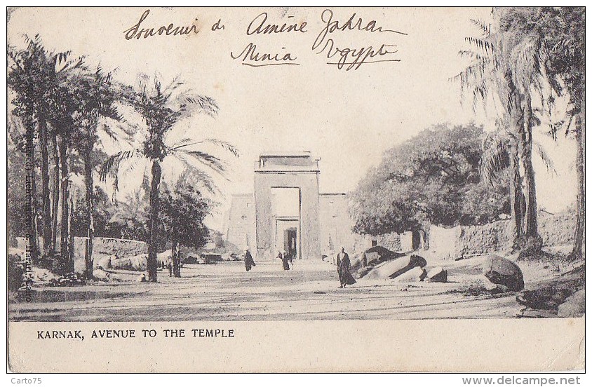 Egypte - Karnak - Avenue to the Temple  - Postmarked Minya - 1907