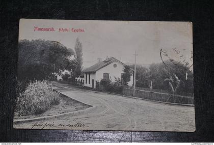 Ancienne carte postale Egypte Mansourah Hôpital egyptien CPA Ciculée pas de timbre 1909 Alexandria Charleroy